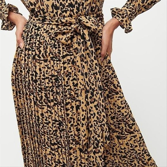 Long-sleeve pleated J. Crew Dress leopard print - Picture 3 of 4